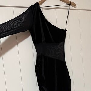 Naked Wardobe Black Velvet & Cutout Bodycon Dress